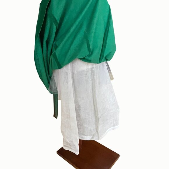 Vtg 1950s Kay Selig Emerald Green Velvet Evening Tea Length Dress Satin Bow Back - Picture 11 of 14